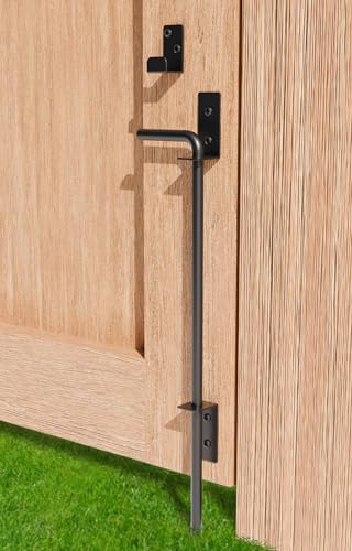 18" Heavy Duty Cane Bolt Gate Drop Rod Extra Thick Hardware Ground Latch for Wood PVC Vinyl Metal Fences Gates, Double Doors, Black Solid Steel-1 Pack - color: 18 Inch