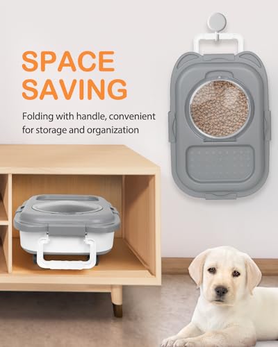 15-23 Lbs Dog Food Storage Container, Collapsible Dog Food Container with Airtight Lid, Wheels, Handle, Large Cat Food Storage Container with Scoop, Dog Bowl for Dog Cat | Dog Food Container with Double Seal & Magnetic Lid,Cat Food Container with Wheels &