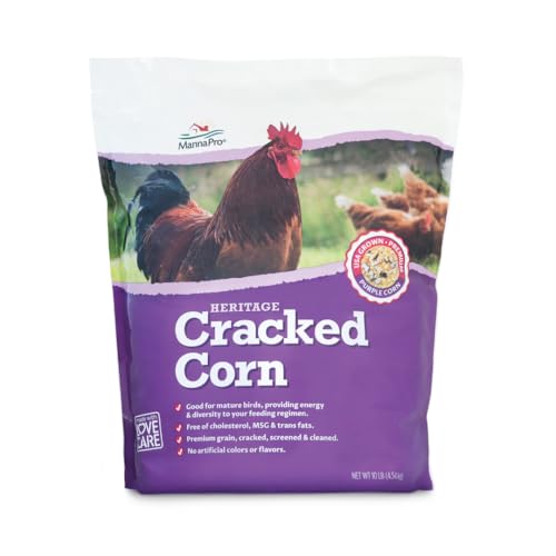 Manna Pro Chicken Scratch Feed, Heritage USA Purple Corn Blend, Natural Treat for Chickens and Ducks, Supports Healthy Digestion and Foraging, Poultry Scratch Grain, 10 lb Bag
