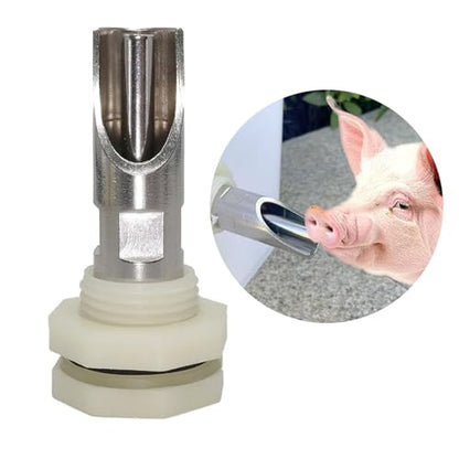 Pack of 5 Stainless Steel Automatic Pigs Nipple Waterer Set with Brass Connectors for Efficient Livestock Hydrations Stainless Steel Feeder