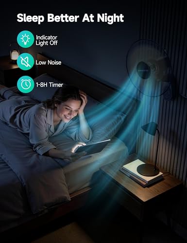 VAGKRI 16 Inch Wall Mount Fan, Quiet Oscillating Fan with Remote, 5 Speeds, 8-Hour Timer, 90° Oscillation, Ideal for Home, Office, Bedroom, Garage, Black