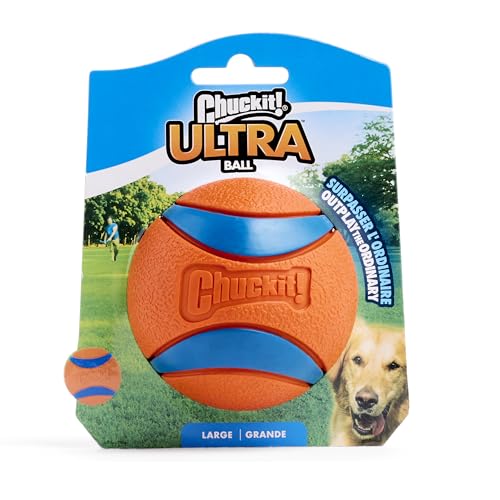 Chuckit! Ultra Ball Dog Toy - Size Large - For Dogs 60-100 lbs - Made from Durable Rubber - Super Bouncy - Floats in Water - 3-inch Diameter - Pack of 1 - color: Ultra, size: Large