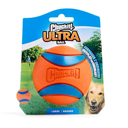 Chuckit! Ultra Ball Dog Toy - Size Large - For Dogs 60-100 lbs - Made from Durable Rubber - Super Bouncy - Floats in Water - 3-inch Diameter - Pack of 1 - color: Ultra, size: Large
