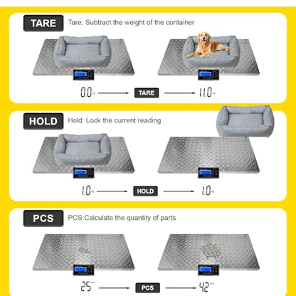 Dog Scales for Large Breed, Livestock Scale, Pet Scale for Large Dog, 1100lb x 0.2lb Animal Scale, LB, KG, OZ, 40.7” X 20.9” Stainless Steel Platform Veterinary Scale for Sheep, Pig, Shipping