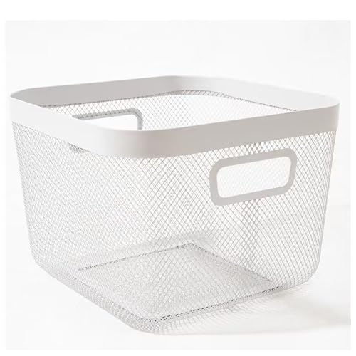 AJIODA Metal Mesh Steel Baskets, Household Wire Storage Organizer Bin Garden Harvest Basket Multi-functional Fruit Baskets with Handles for Kitchen Bathroom Picnic Shopping Decor Cabinet Home, White - color: White
