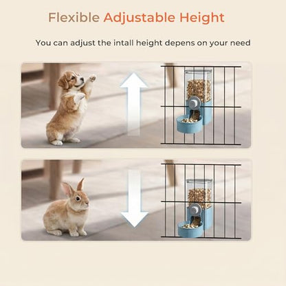 Auto Gravity Food Dispenser for Cage Hanging, 41OZ Capacity Hanging Automatic Pet Cage Feeder, Food Bowl for Cats Dogs Rabbit Ferret Chinchilla Bird Hedgehog Guinea Pig (Blue) - color: Blue