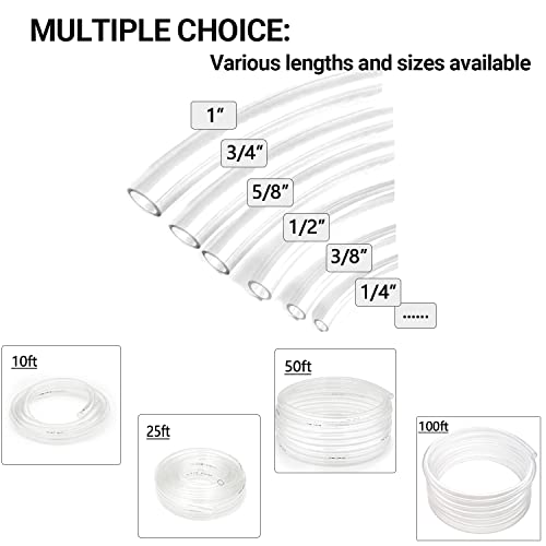 3/4’’ ID × 1’’ OD - 100 ft Clear Vinyl Tubing Flexible PVC Tubing,Lightweight Plastic Tube,Oil Resistant Hybrid Multipurpose Industrial Vinyl Hose - size: 3/4'', style: 100 feet