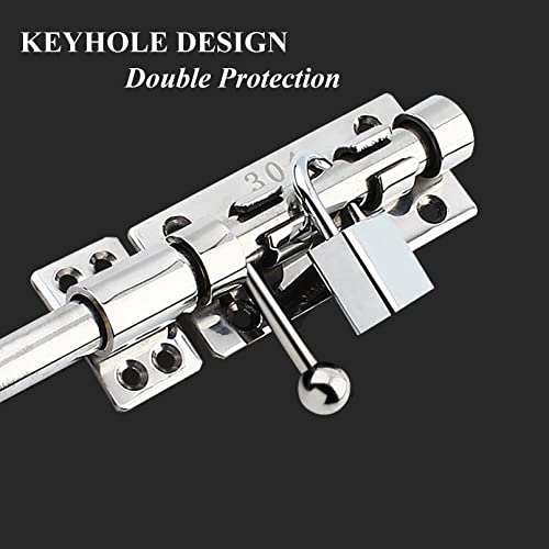 12in Slide Bolt Gate Latch 304 Stainless Steel Barrel Bolt Latch Heavy Duty Door Security Lock Thickened Door Latches Hardware with Mounting Screws for Barn Fence Shed Basement - color: 12in Silver