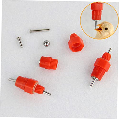 LIOOBO 50 Pcs Poultry Water Feeder Nipple Drinkers Screw Style Automatic Chicken Waterer for Buckets Plastic and Stainless Steel Easy to Install for Chickens Ducks Quail and Game Birds