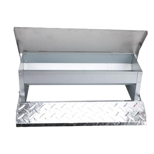 Rengue Automatic Treadle Poultry Feeder Treadle Chicken Feeder Auto Poultry Stainless Steel Rat Proof Rain Large Capacity for Chicken Duck Farming