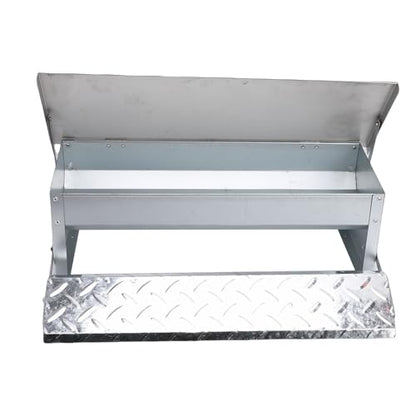 Rengue Automatic Treadle Poultry Feeder Treadle Chicken Feeder Auto Poultry Stainless Steel Rat Proof Rain Large Capacity for Chicken Duck Farming