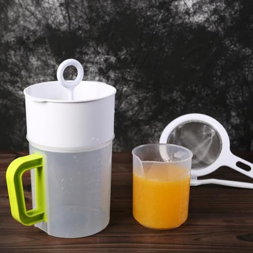 Soy Milk Filter Cup and Juice Mesh Strainer Set 1.5l with Fine Food Strainer Spoon and Cleaning Brush for Homemade Yogurt, Nut Milk, and Juice Filtering in Kitchen