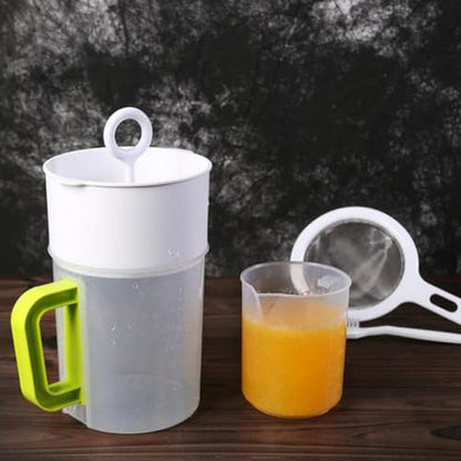 Soy Milk Filter Cup and Juice Mesh Strainer Set 1.5l with Fine Food Strainer Spoon and Cleaning Brush for Homemade Yogurt, Nut Milk, and Juice Filtering in Kitchen