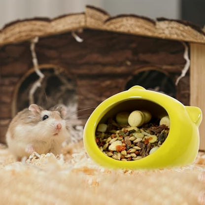 Ceramic Small Pet Hamster Food Bowl – Spill-Proof Guinea Pig & Hedgehog Dish – Durable, Easy to Clean, Non-Tip Design for Small Pets (Yellow) - color: Yellow