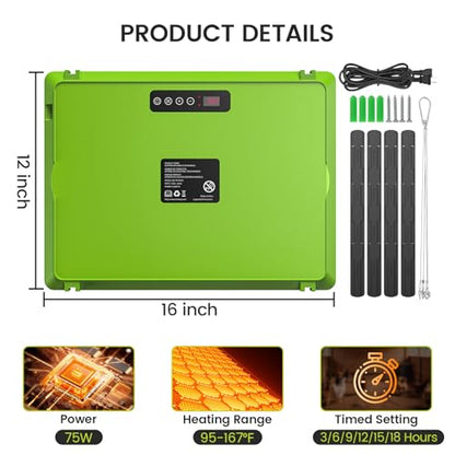 Smart Chick Brooder Heating Plate,12"x16" Adjustable Chicken Coop Heater for 20 Baby Chicks,75 Watts Chick Heater Adaptable to Timer and Temp Controllers for Keeping Poultry Warm,UL-Compliant
