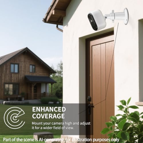 Adjustable Security Camera Mount Compatible with Arlo, Arlo Pro | Universal Mounting Bracket Indoor and Outdoor Wall/Ceiling Mount with 1/4 Screw Head (2 Pack, White)