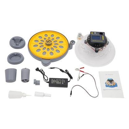 12 Egg Incubator with Automatic Egg Turning & Humidity Control, LCD Display Temp Humidity, Dual Power Ac/Dc with External Battery Cable for Hatching Chicken Duck Eggs Home Farm