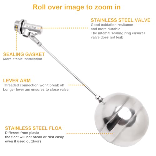Stainless Steel Float Ball Valves - 3/4" NPT Male Thread Flow Control Float Sensor Valve Automatic Water Level Control Float For Tank Pond Water Tower (pack of 2) - size: 0.75 Inch