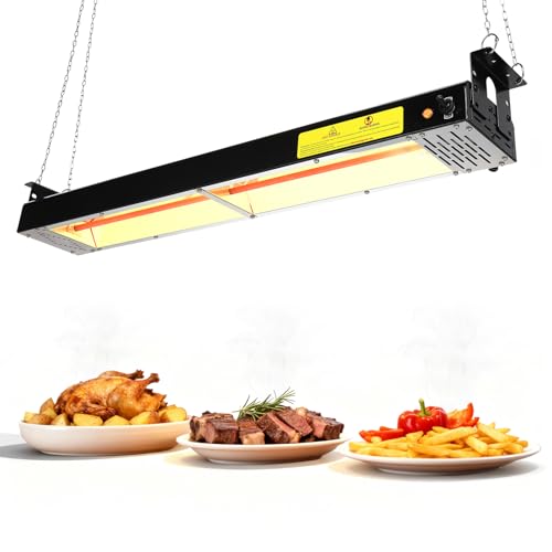 36-Inch Food Heat Lamp - 1000W Commercial Food Warmer Lamp Overhead Stainless Steel Catering Heat Lamps Electric Strip Heater for Restaurant Buffet Parties Kitchen, Black 115V - color: Black, size: 36 Inch