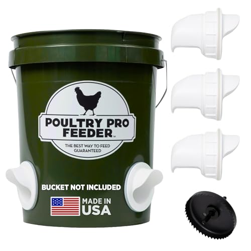 The Original Poultry Pro DIY Chicken Feeder Kit - As seen on Shark Tank, 3 Ports, Waterproof Seal Bushings & Hole Saw, Poultry Feed, Use for Buckets, Barrels, Bins & Troughs (Bucket Not Included) - style: Original Feeder 3 Pack
