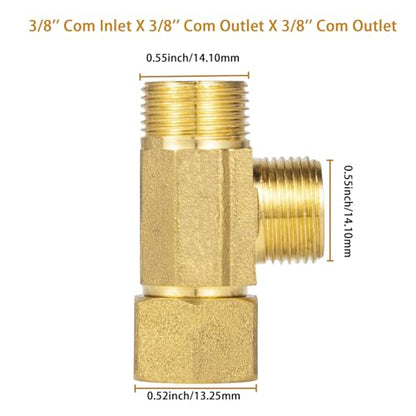 Lead-Free Brass Angle Stop Add-A-Tee Valve,3/8-Inch Compression Inlet X 3/8-Inch Com Outlet X 3/8-Inch Compression Outlet 2 Pack - size: 3/8x 3/8x 3/8 2 Pack Brass