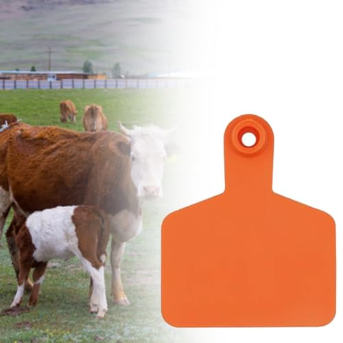 Blank Cattle Ear Tags for Farms/Pastures, Waterproof Livestock Plastic Cattle Identification Ring, Sheep Ear Tag Kit 1-100 Number Plastic Livestock Lug Tag(Orange,Cow) - color: Orange, size: Cow