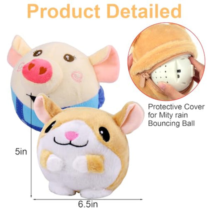Mity rain Interactive Dog Ball Cover, Replacement Covers Only for Bouncing Ball (Blue Pig+Hamster) - style: Blue Pig+Hamster