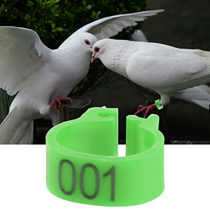 100Pcs Birds Leg Rings, 8mm Pigeon Leg Bands 001 to 100 Numbered Plastic Clip on Identification Rings for Chicks Parrots Finch Dove Lovebird Quail Bantam Lovebirds (Green) - color: Green