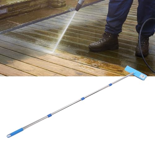 Long Handle Hard Brush Heavy Duty Scrubbing Broom Stiff Metal Brush Head with Stainless Steel Extension Poles for Outdoor Indoor Cleaning Moss Grime Removal (160cm) - size: 160cm, style: 160cm