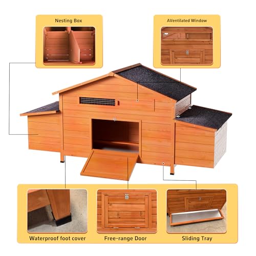 Automatic Chicken Coop with Solar-Powered Door, Weatherproof Design, Ventilated, with 2 Nesting Boxes, Timer & Light Sensor – Durable Outdoor Chicken House with Pull-Out Tray