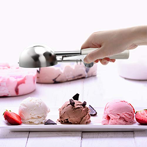 TOPKITCHEN Commercial-Grade Ice Cream Scoop 3.25 oz, 18/8 Stainless Steel Cookie Scoop with Plastic Handle, Portion Control Disher Scoop for Bakeries, Restaurants & Dessert Shops, #10, Ivory - size: 3.25 oz - Ivory