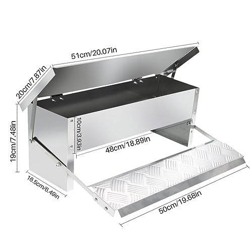 Automatic Chicken Feeder 5L Treadle Galvanized Steel Poultry Feeders Self-Opening Automatic Food, with Weatherproof Lid Rain Cover for Roosters Pheasant Chicken Outdoor Coop