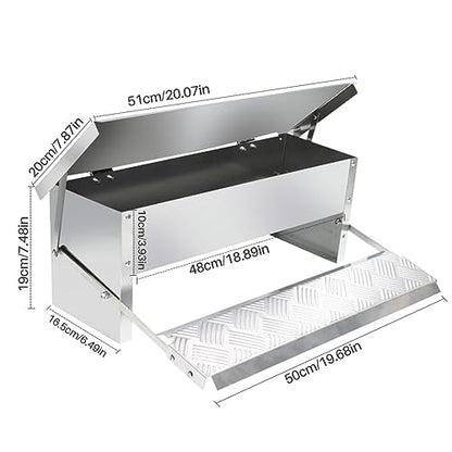 Automatic Chicken Feeder 5L Treadle Galvanized Steel Poultry Feeders Self-Opening Automatic Food, with Weatherproof Lid Rain Cover for Roosters Pheasant Chicken Outdoor Coop