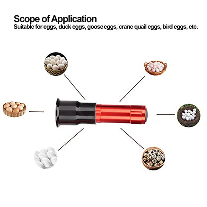 SUNGOOYUE Egg Candler Tester, Metal and Plastic LED Cool Light Egg Tester, Detachable Cone Spot Light, Battery Powered for Quail Duck Goose Chicken Eggs, Incubator Use (Red) - color: Red
