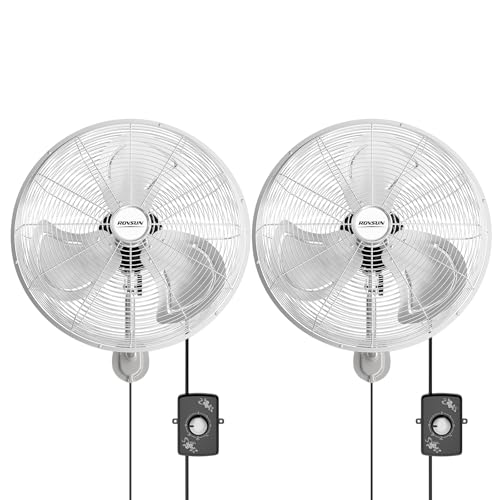 ROVSUN 18" Wall Mounted Fan, Max 4600 CFM High Velocity Industrial Wall Fan with Easy Controller, Wide Oscillating, Commercial Ventilation Use, for Garage, Gym, UL Listed, 2-Pack - size: 18''(2-pack)
