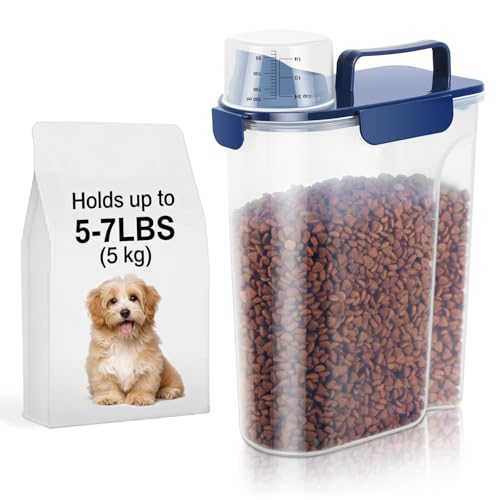 5Lbs Airtight Dog Food Container,Cat Storage Bin, Pet Dispenser BPA-FreeTranslucent Body Upgraded large nozzle for Small Animal Kibble, Bird Bird Seed, Oatmeal, Rice, Flour, Brown Sugart-Royal Blue - color: Royal Blue, size: 5L-1pack