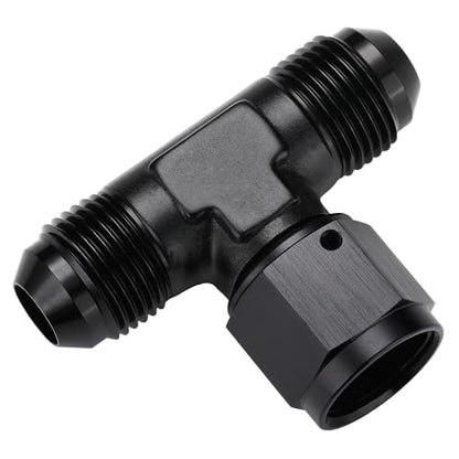 8AN Male Flare Tee T Fitting Adapter with AN8 Female Swivel On Side Aluminum Black - size: 8AN