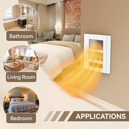 Electric Wall Heater for Indoor Use, 120V Wall Heater with Thermostat and Remote, 3 Heating Modes, 9H Timer, Child Lock, Overheat Protection, Suitable for Bathroom, 1500/750 Watt, Hardwired - color: White