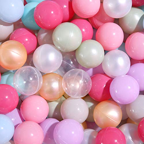 Colorful 100pcs Ball Pit Balls 2.2-inch Plastic Ocean Ball Crush Proof Stress Balls for Kids Pool Ball Playhouse Pit Accessories - color: 100balls-pearl 10 colors