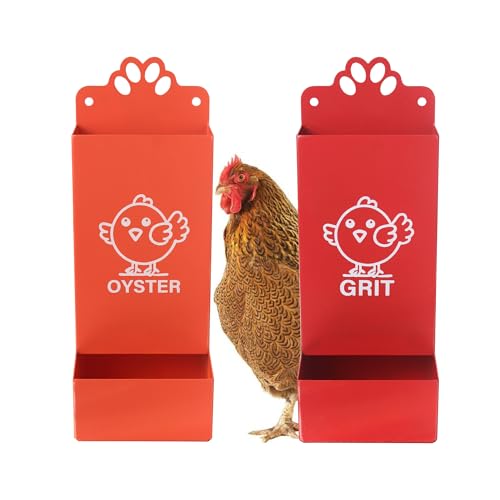 Metal Chicken Feeder Oyster Shell and Grit Dispensers for Chicken Coop Accessories - size: 4.5Lbs Feeder
