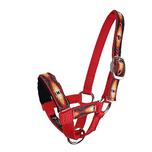 Tahoe Tack Nylon Overlay Alpaca Halter with Padded Noseband - 6 Month Warranty - color: Red Aztec