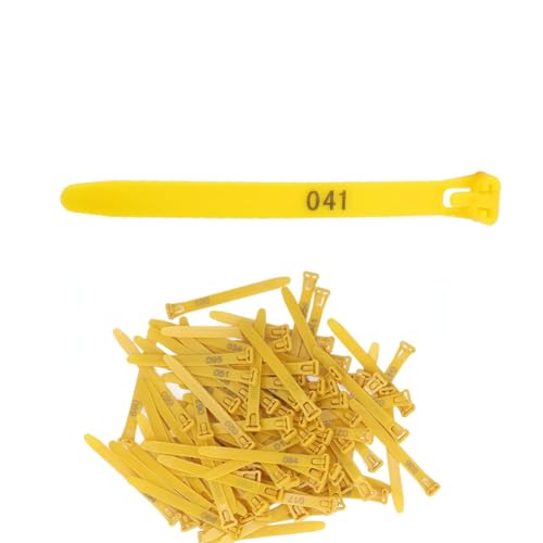 100 Chicken Leg Rings, Numbered Chicken Identification Leg Bands, Reusable for Ducks, Chicks, Chickens, Pigeons and Goose, Suitable for Poultry Raising or Management(6 Colors) yellow 001-100 - color: Yellow, size: 001-100