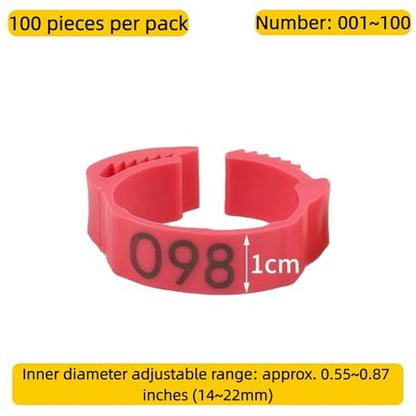 Aisoway 100 Pcs Poultry Identification Leg Rings Adjustable Clip-on Digital Label Buckle Bands Random Color for Chicken 100PC purple - size: purple