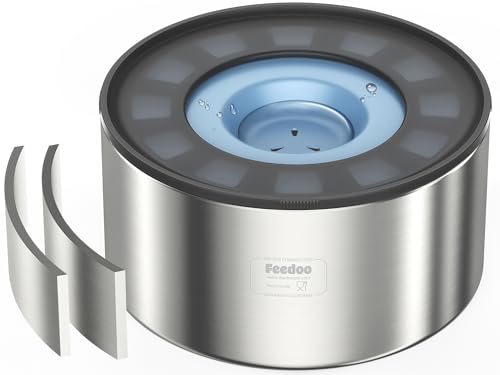 1Gallon No Spill Water Bowl for Dogs, Double-Wall Stainless Steel with Splash-Proof Paws Lid and Floating Disk, Non-Slip Base, Easy to Clean Slow Water Feeder for Large Medium Dogs - color: Blue, size: 3.8L