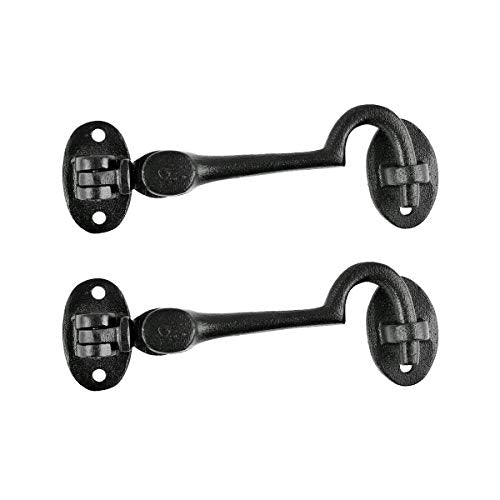 Renovators Supply Manufacturing Door Latch Lock 4.5 in. Black Wrought Iron Swivel Style Hook and Eye Latch for Door with Mounting Hardware Pack of 2 - color: 4.5-inch Swivel Hook, size: Pack of 2