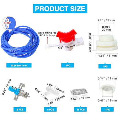OCQOTAT Automatic Rabbit Watering System,Quail Rabbit Water Bottle Dispenser 8 Nipples Drinker,ID 5/16" Hose 19.68 Feets,Barb Fittings to G1/2" Thread,T-Fittings,Springs,Gaskets,Bucket Connector - color: Blue Rabbit Watering System Set
