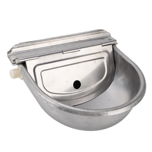 Zunate Automatic Animal Drinking Water Bowl, Stainless Steel Livestock Trough Dispenser for Cattle, Horse, Dog, Sheep, and Farm Use with Pipe, 27x25cm Large Capacity