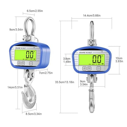 FTVOGUE Digital Crane Scale OIML Class 3 Accuracy LCD Display with Remote Control 20m Range for Farm Fishing Construction Industrial Weighing (2000KG)