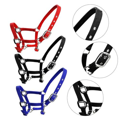 Cattle Halter Padded Halter Pony Bridle Head Collar Adjustable Horse Supplies Professional Soft Headstall(Blue,Small) - color: Blue, size: Small