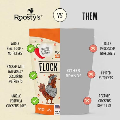 Roosty's Naturals Flock Armor Chicken De-wormer Chili Mix, 16oz | Daily Worm Defense • Boost Egg Quality • Feather & Vitality Boost • Gut Health Support • Made in USA